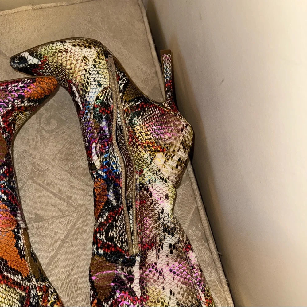 Steve Madden Multicolor Snakeskin Metallic Over-the-Knee Boots Womens 6.5 NWOT
